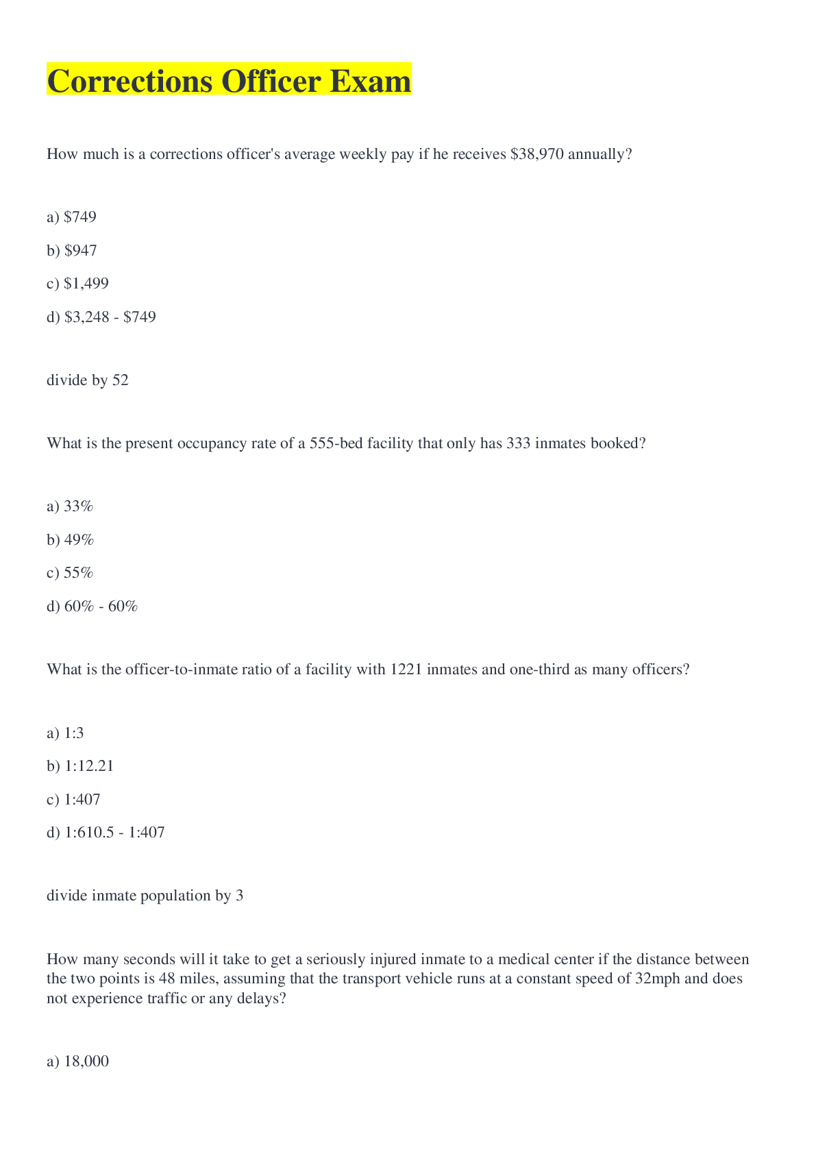 Preview image for Corrections Officer Exam latest 2022